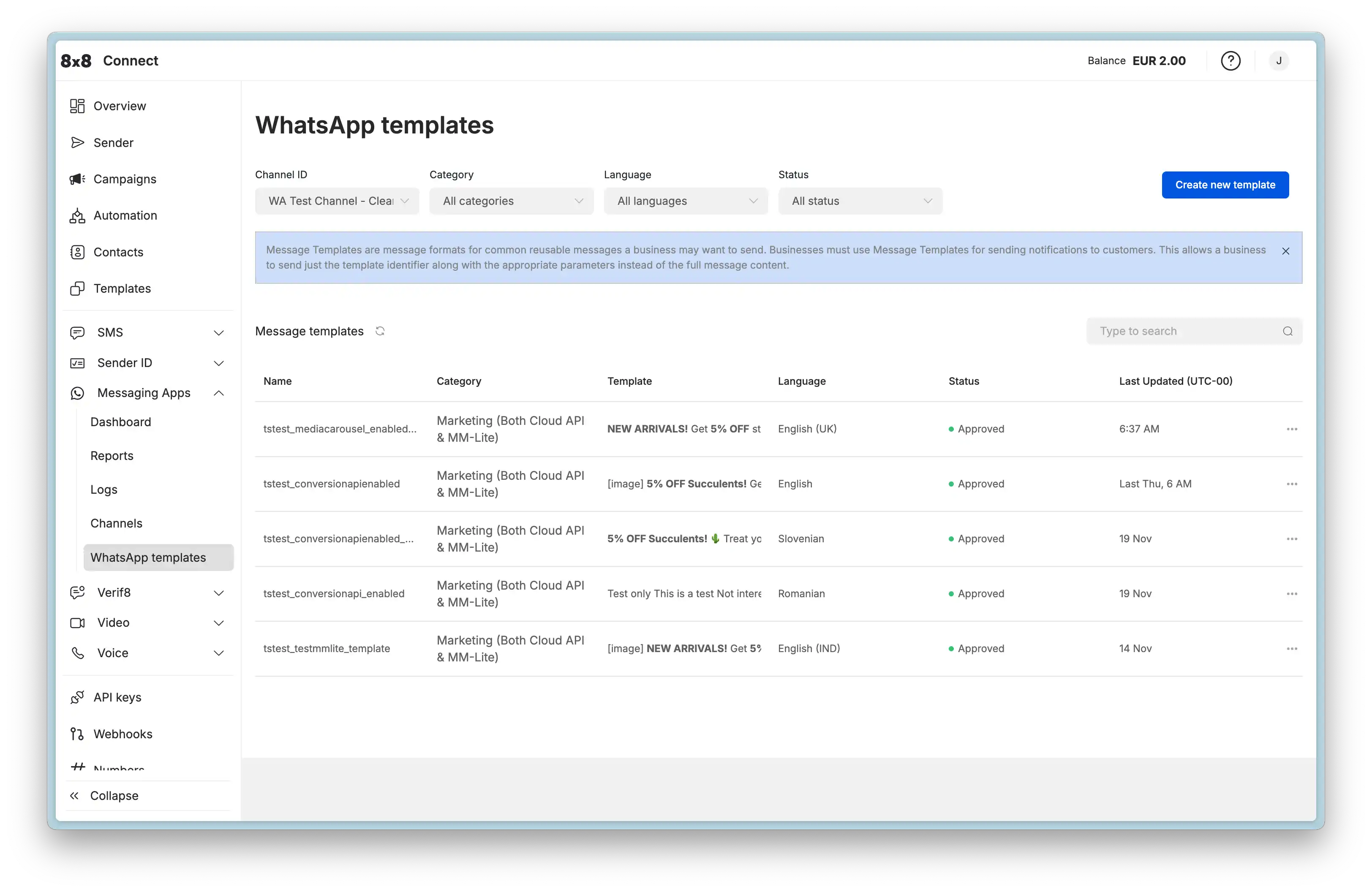 WhatsApp Template List